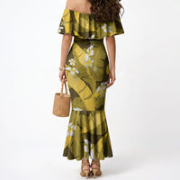Yellow Banana Leaf Hawaii Mermaid Dress Lau Maia Plumeria Tropical Summer Vibes LT14 - Polynesian Pride