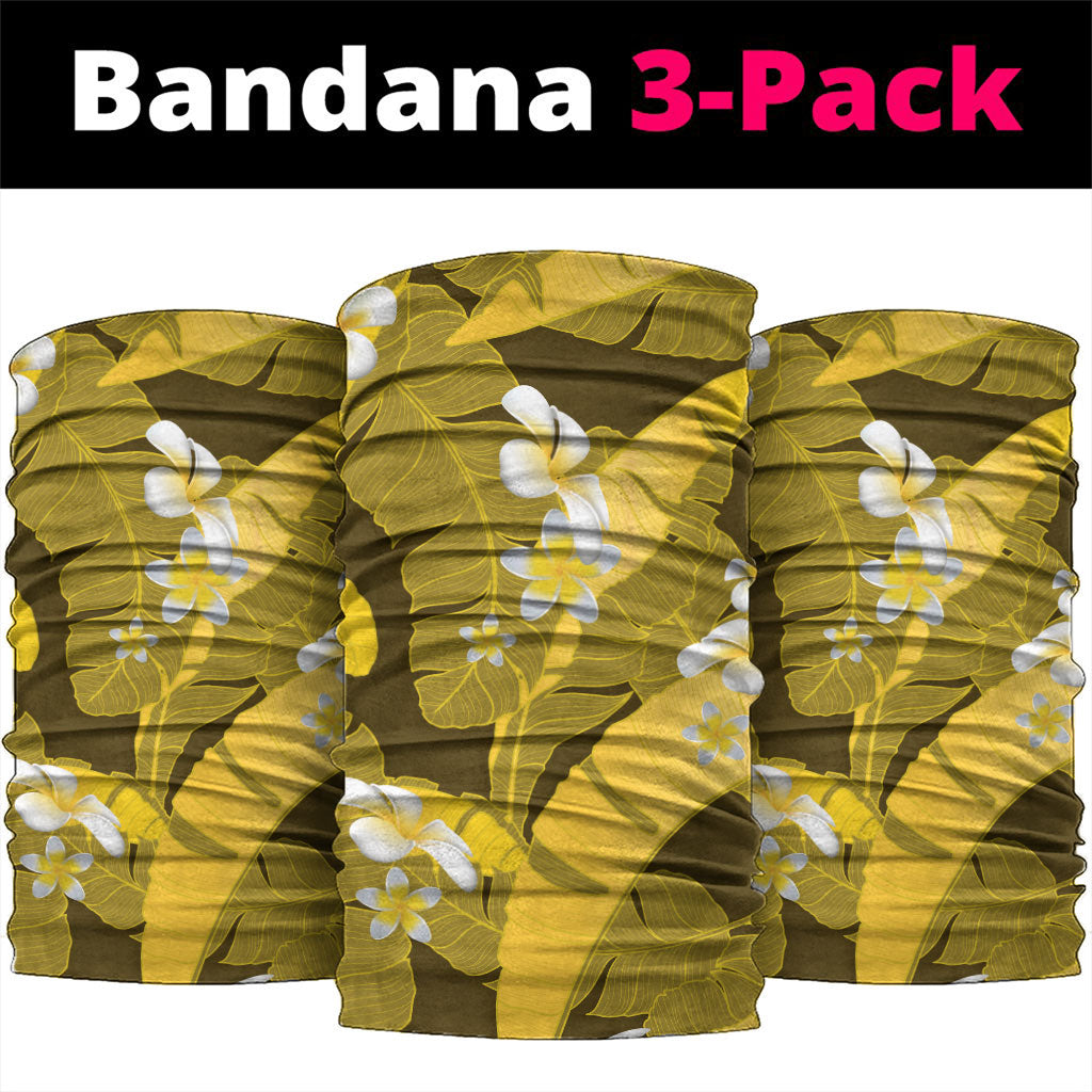 Yellow Banana Leaf Hawaii Neck Gaiter Lau Maia Plumeria Tropical Summer Vibes LT14 package One Size: 25*50cm Yellow - Polynesian Pride