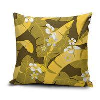 Yellow Banana Leaf Hawaii Pillow Cover Lau Maia Plumeria Tropical Summer Vibes LT14 Yellow - Polynesian Pride