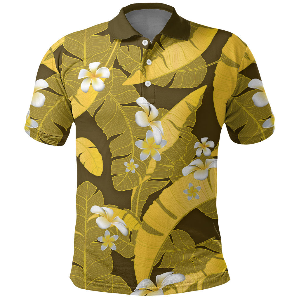 Yellow Banana Leaf Hawaii Polo Shirt Lau Maia Plumeria Tropical Summer Vibes LT14 Yellow - Polynesian Pride