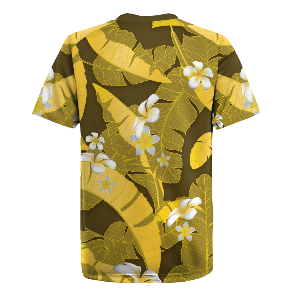 Yellow Banana Leaf Hawaii Rugby Jersey Lau Maia Plumeria Tropical Summer Vibes LT14 - Polynesian Pride