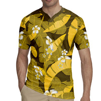 Yellow Banana Leaf Hawaii Rugby Jersey Lau Maia Plumeria Tropical Summer Vibes LT14 - Polynesian Pride