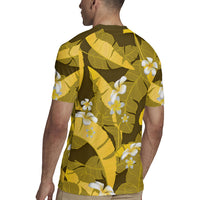 Yellow Banana Leaf Hawaii Rugby Jersey Lau Maia Plumeria Tropical Summer Vibes LT14 - Polynesian Pride