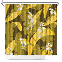 Yellow Banana Leaf Hawaii Shower Curtain Lau Maia Plumeria Tropical Summer Vibes LT14 Yellow - Polynesian Pride