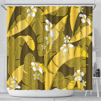 Yellow Banana Leaf Hawaii Shower Curtain Lau Maia Plumeria Tropical Summer Vibes LT14 - Polynesian Pride