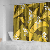 Yellow Banana Leaf Hawaii Shower Curtain Lau Maia Plumeria Tropical Summer Vibes LT14 - Polynesian Pride