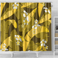 Yellow Banana Leaf Hawaii Shower Curtain Lau Maia Plumeria Tropical Summer Vibes LT14 - Polynesian Pride