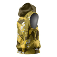 Yellow Banana Leaf Hawaii Sleeveless Hoodie Lau Maia Plumeria Tropical Summer Vibes LT14 - Polynesian Pride
