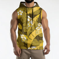 Yellow Banana Leaf Hawaii Sleeveless Hoodie Lau Maia Plumeria Tropical Summer Vibes LT14 - Polynesian Pride