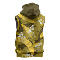 Yellow Banana Leaf Hawaii Sleeveless Zip Hoodie Lau Maia Plumeria Tropical Summer Vibes LT14 - Polynesian Pride
