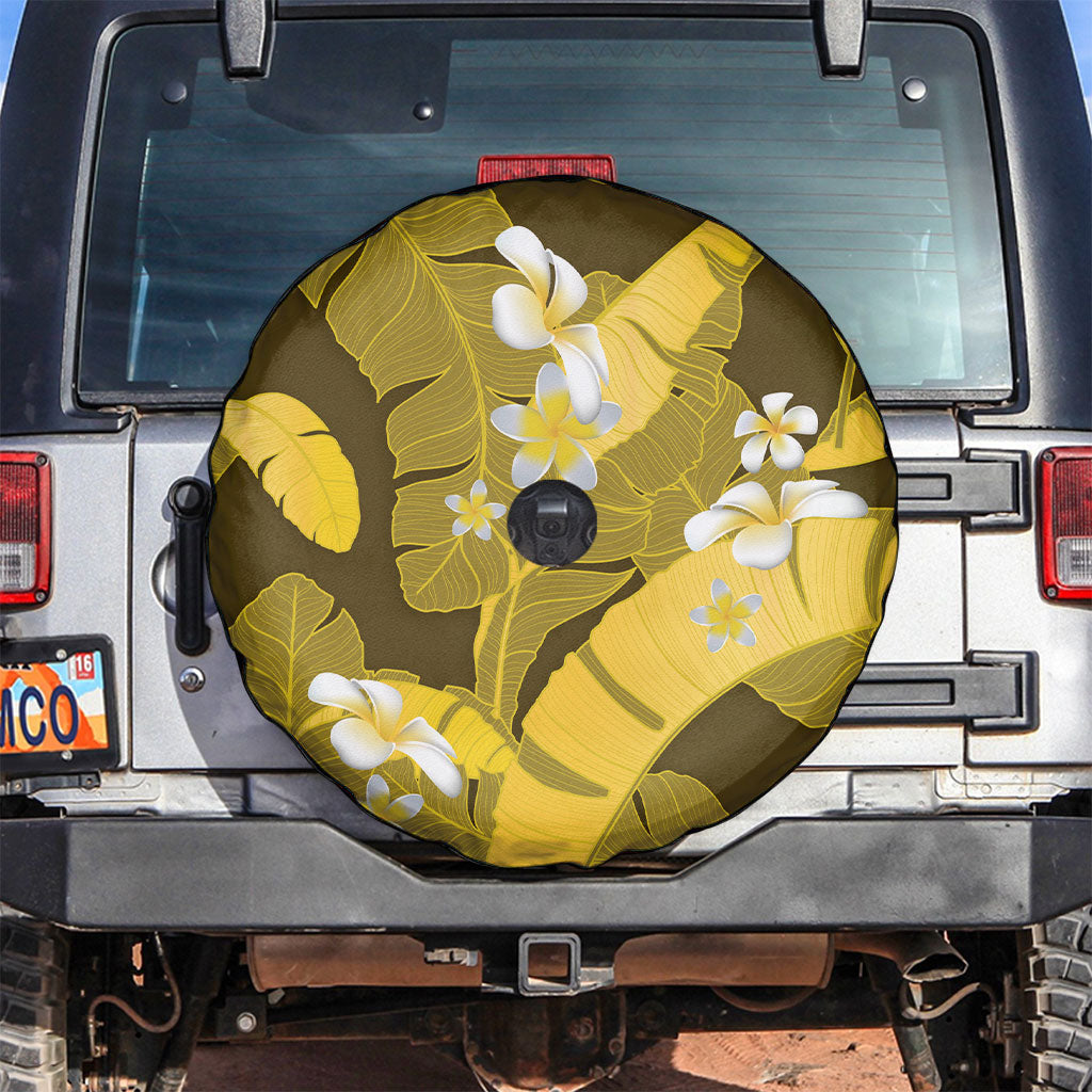 Yellow Banana Leaf Hawaii Spare Tire Cover Lau Maia Plumeria Tropical Summer Vibes LT14 Yellow - Polynesian Pride