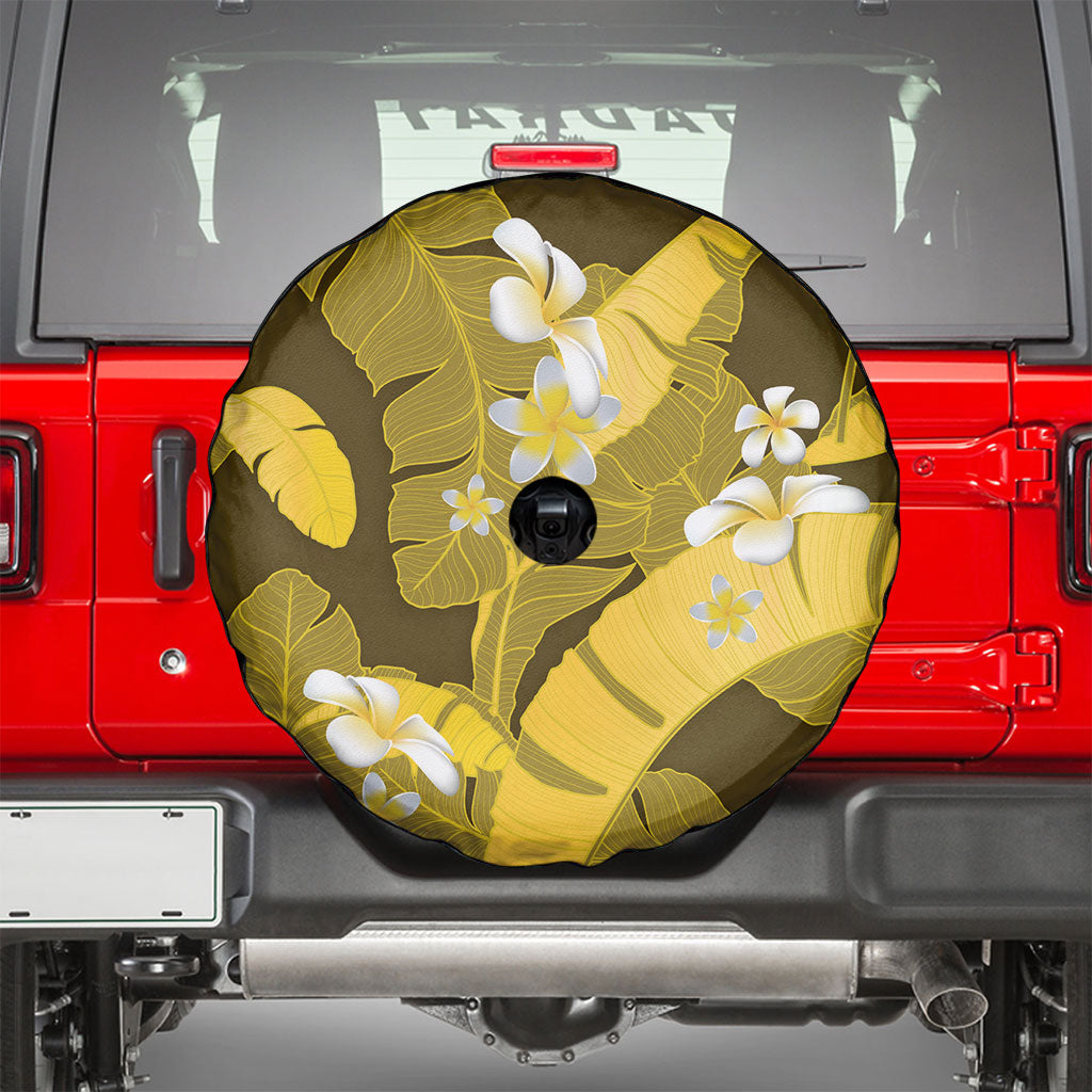 Yellow Banana Leaf Hawaii Spare Tire Cover Lau Maia Plumeria Tropical Summer Vibes LT14 - Polynesian Pride