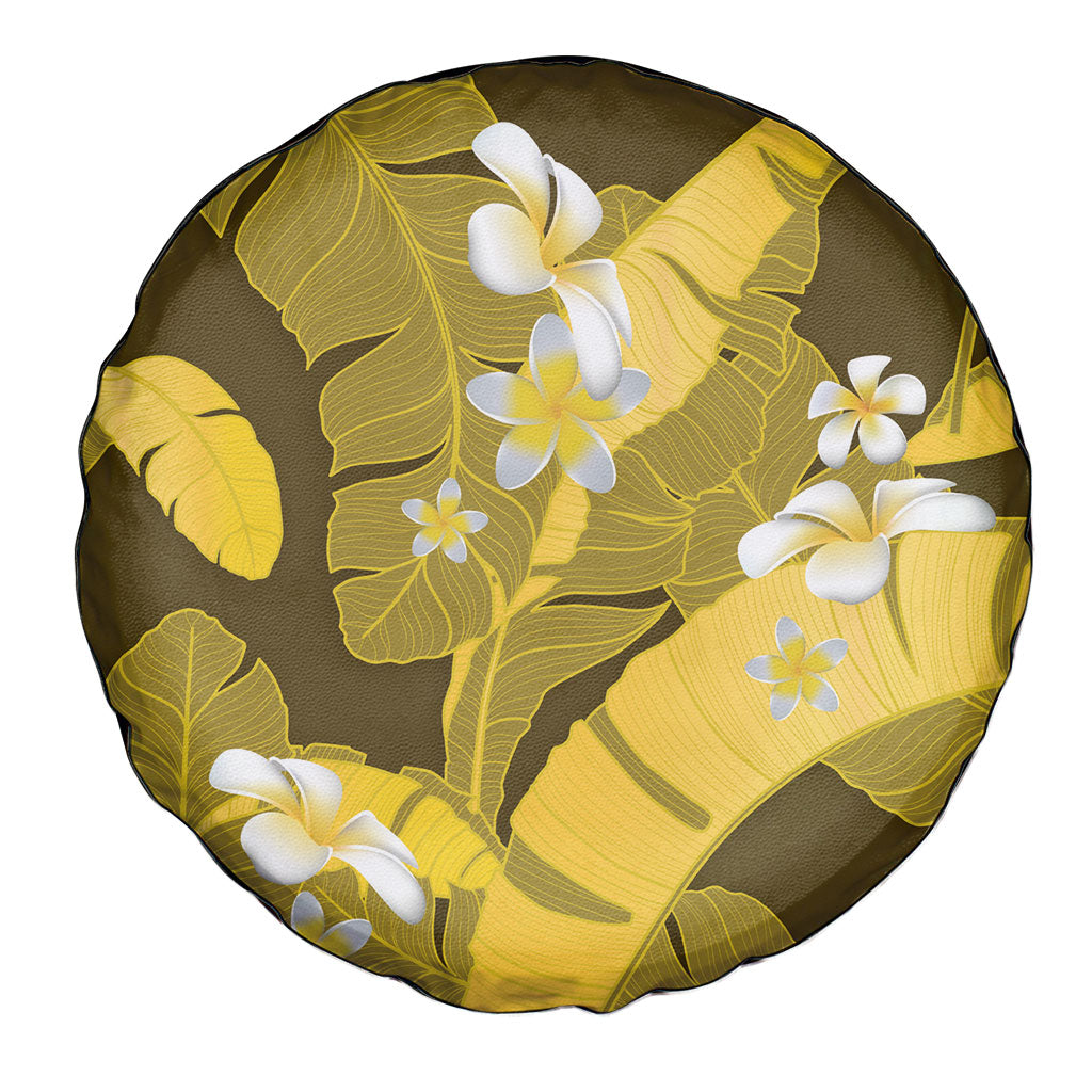 Yellow Banana Leaf Hawaii Spare Tire Cover Lau Maia Plumeria Tropical Summer Vibes LT14 - Polynesian Pride
