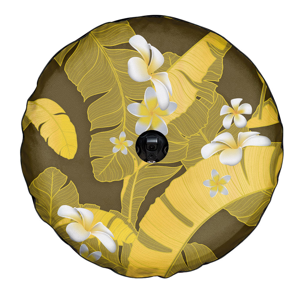 Yellow Banana Leaf Hawaii Spare Tire Cover Lau Maia Plumeria Tropical Summer Vibes LT14 - Polynesian Pride