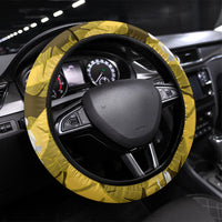 Yellow Banana Leaf Hawaii Steering Wheel Cover Lau Maia Plumeria Tropical Summer Vibes LT14 Universal Fit Yellow - Polynesian Pride