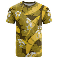 Yellow Banana Leaf Hawaii T Shirt Lau Maia Plumeria Tropical Summer Vibes LT14 Yellow - Polynesian Pride