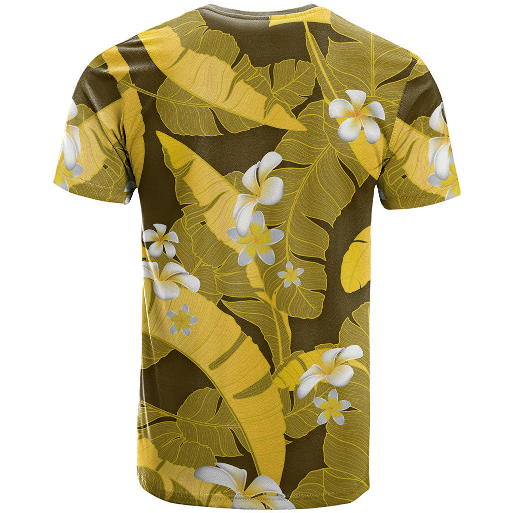 Yellow Banana Leaf Hawaii T Shirt Lau Maia Plumeria Tropical Summer Vibes LT14 - Polynesian Pride