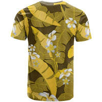Yellow Banana Leaf Hawaii T Shirt Lau Maia Plumeria Tropical Summer Vibes LT14 - Polynesian Pride