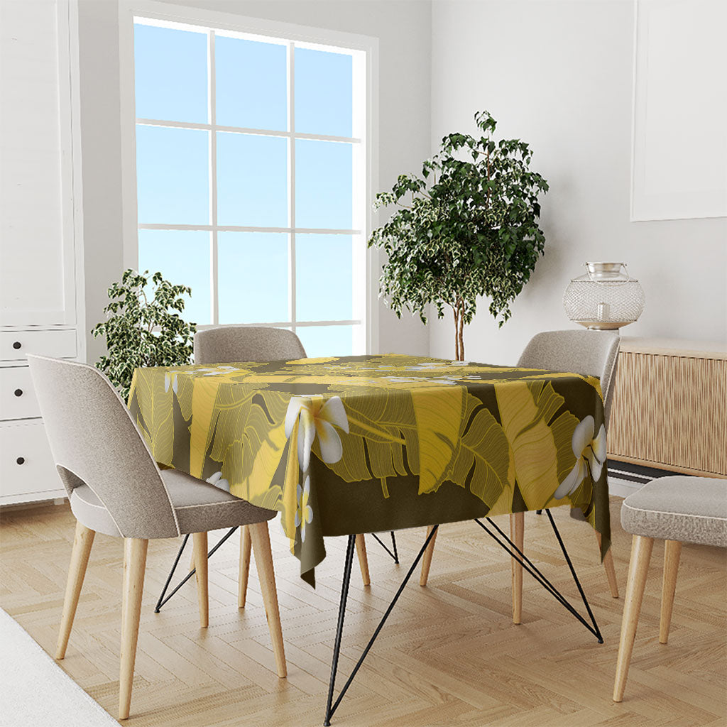 Yellow Banana Leaf Hawaii Tablecloth Lau Maia Plumeria Tropical Summer Vibes LT14 - Polynesian Pride