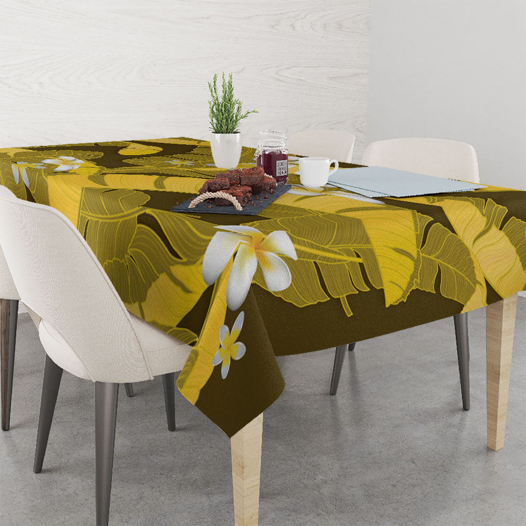 Yellow Banana Leaf Hawaii Tablecloth Lau Maia Plumeria Tropical Summer Vibes LT14 - Polynesian Pride