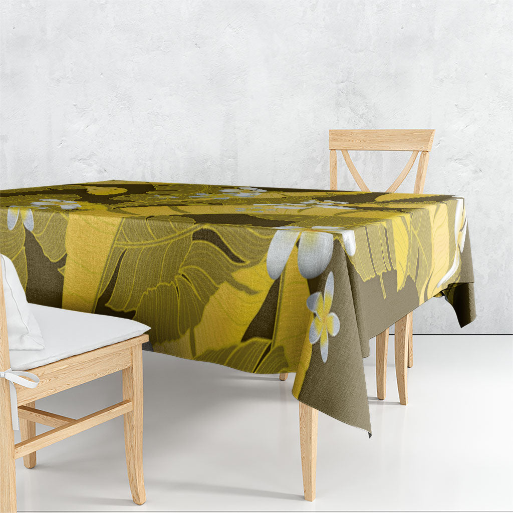 Yellow Banana Leaf Hawaii Tablecloth Lau Maia Plumeria Tropical Summer Vibes LT14 - Polynesian Pride
