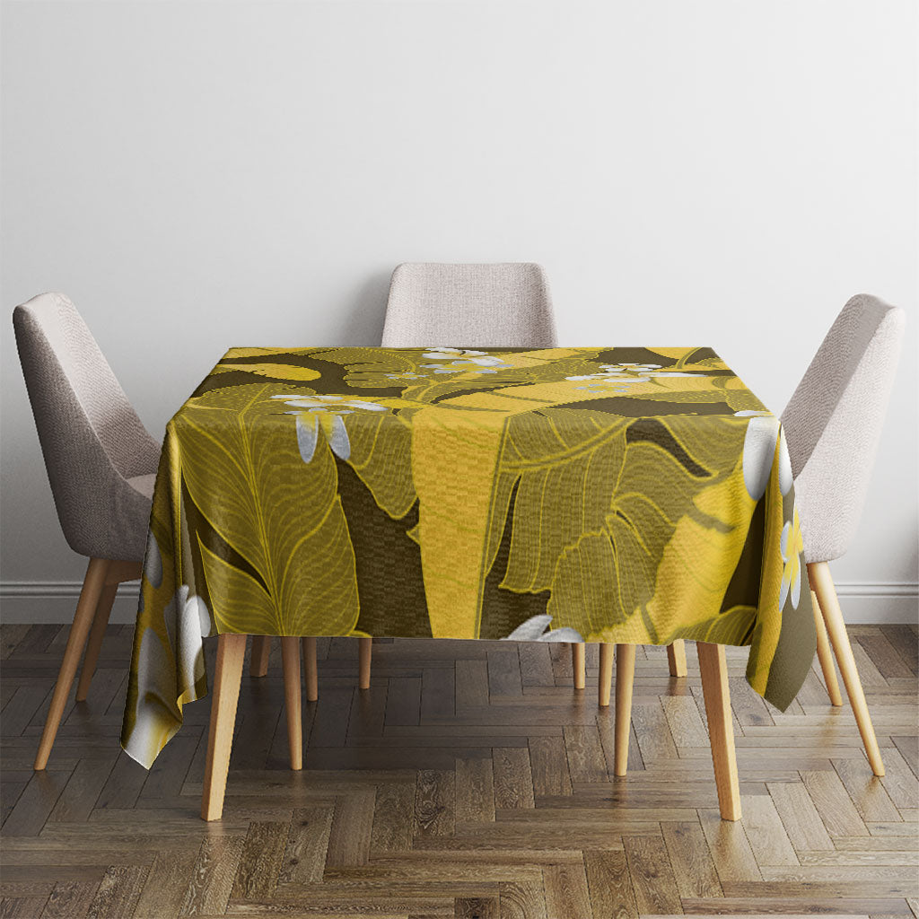 Yellow Banana Leaf Hawaii Tablecloth Lau Maia Plumeria Tropical Summer Vibes LT14 - Polynesian Pride