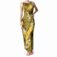 Yellow Banana Leaf Hawaii Tank Maxi Dress Lau Maia Plumeria Tropical Summer Vibes LT14 Women Yellow - Polynesian Pride