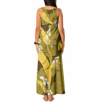 Yellow Banana Leaf Hawaii Tank Maxi Dress Lau Maia Plumeria Tropical Summer Vibes LT14 - Polynesian Pride