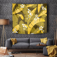 Yellow Banana Leaf Hawaii Tapestry Lau Maia Plumeria Tropical Summer Vibes LT14 Yellow - Polynesian Pride