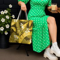 Yellow Banana Leaf Hawaii Tote Bag Lau Maia Plumeria Tropical Summer Vibes LT14 - Polynesian Pride