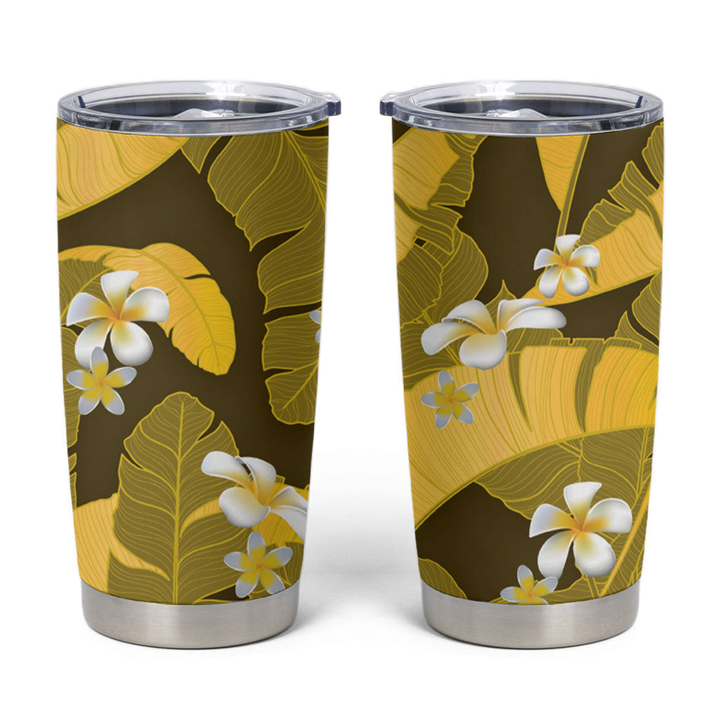 Yellow Banana Leaf Hawaii Tumbler Cup Lau Maia Plumeria Tropical Summer Vibes LT14 Yellow - Polynesian Pride