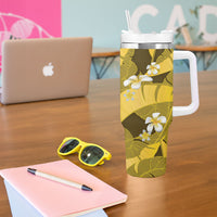 Yellow Banana Leaf Hawaii Tumbler With Handle Lau Maia Plumeria Tropical Summer Vibes LT14 - Polynesian Pride