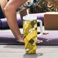 Yellow Banana Leaf Hawaii Tumbler With Handle Lau Maia Plumeria Tropical Summer Vibes LT14 - Polynesian Pride