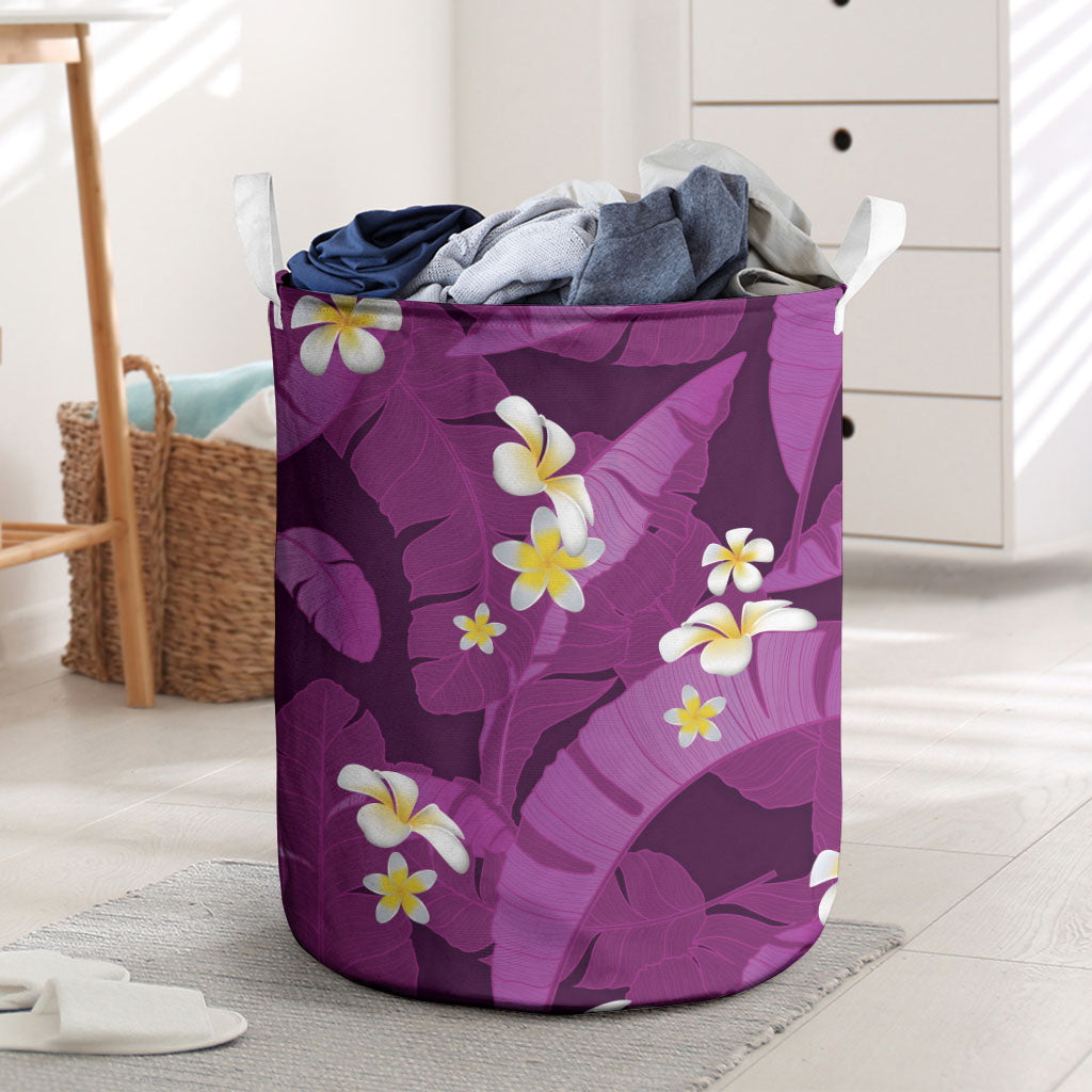 Purple Banana Leaf Hawaii Laundry Basket Lau Maia Plumeria Tropical Summer Vibes LT14 Purple - Polynesian Pride