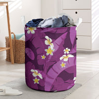 Purple Banana Leaf Hawaii Laundry Basket Lau Maia Plumeria Tropical Summer Vibes LT14 Purple - Polynesian Pride
