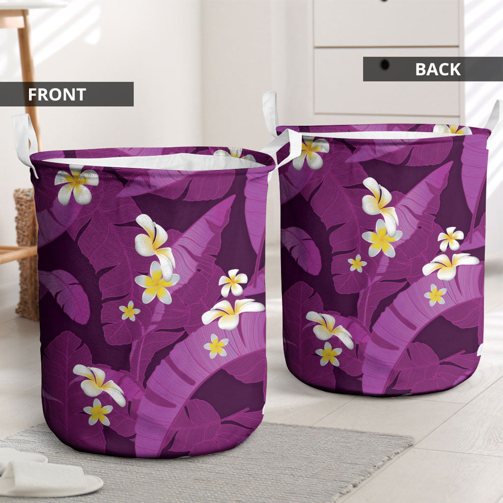 Purple Banana Leaf Hawaii Laundry Basket Lau Maia Plumeria Tropical Summer Vibes LT14 - Polynesian Pride
