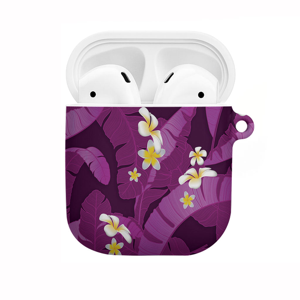 Purple Banana Leaf Hawaii AirPods Case Lau Maia Plumeria Tropical Summer Vibes LT14 Purple - Polynesian Pride
