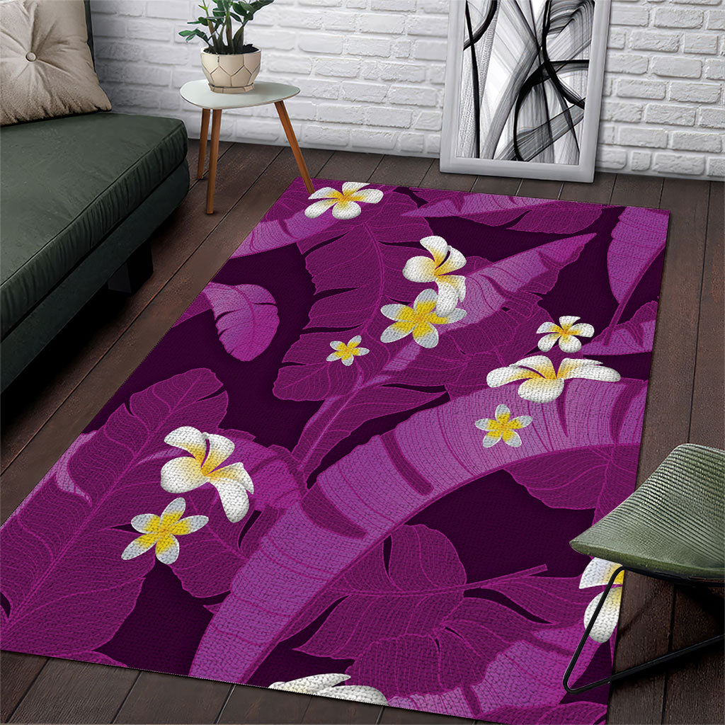 Purple Banana Leaf Hawaii Area Rug Lau Maia Plumeria Tropical Summer Vibes LT14 Purple - Polynesian Pride