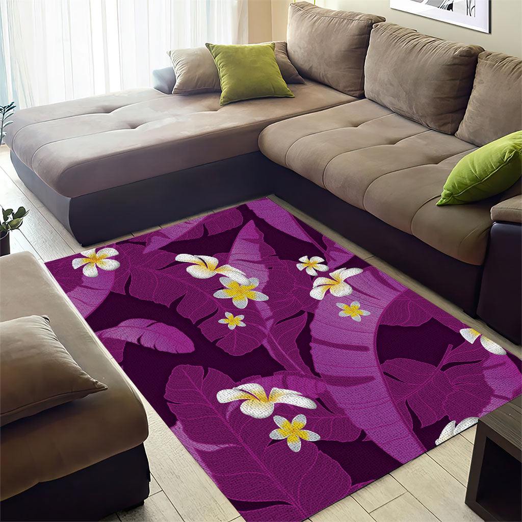 Purple Banana Leaf Hawaii Area Rug Lau Maia Plumeria Tropical Summer Vibes LT14 - Polynesian Pride