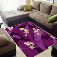 Purple Banana Leaf Hawaii Area Rug Lau Maia Plumeria Tropical Summer Vibes LT14 - Polynesian Pride