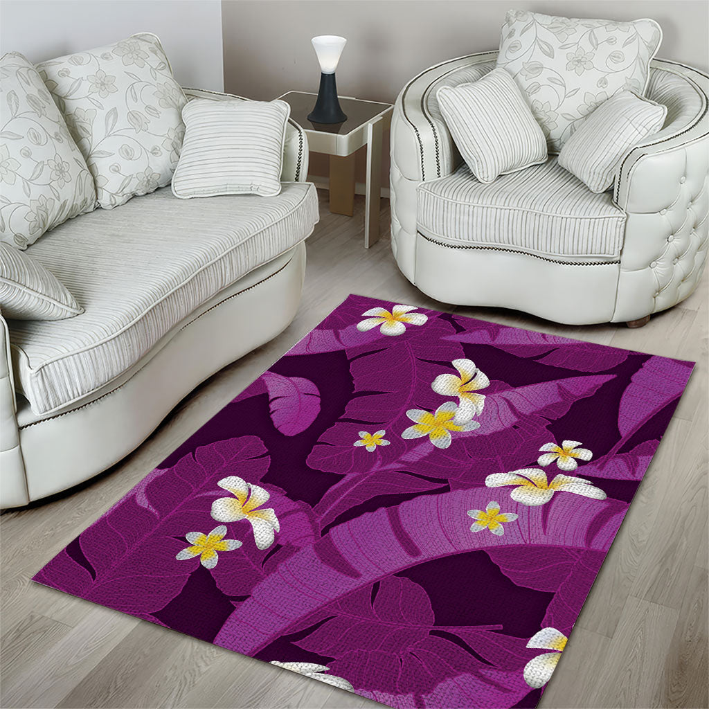 Purple Banana Leaf Hawaii Area Rug Lau Maia Plumeria Tropical Summer Vibes LT14 - Polynesian Pride