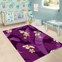 Purple Banana Leaf Hawaii Area Rug Lau Maia Plumeria Tropical Summer Vibes LT14 - Polynesian Pride