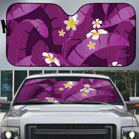 Purple Banana Leaf Hawaii Auto Sun Shade Lau Maia Plumeria Tropical Summer Vibes LT14 Purple - Polynesian Pride