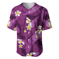 Purple Banana Leaf Hawaii Baseball Jersey Lau Maia Plumeria Tropical Summer Vibes LT14 Purple - Polynesian Pride
