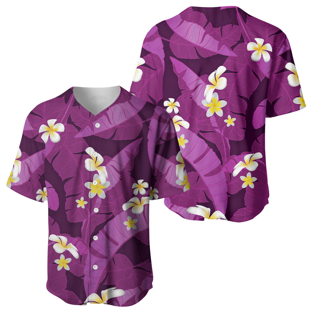 Purple Banana Leaf Hawaii Baseball Jersey Lau Maia Plumeria Tropical Summer Vibes LT14 - Polynesian Pride
