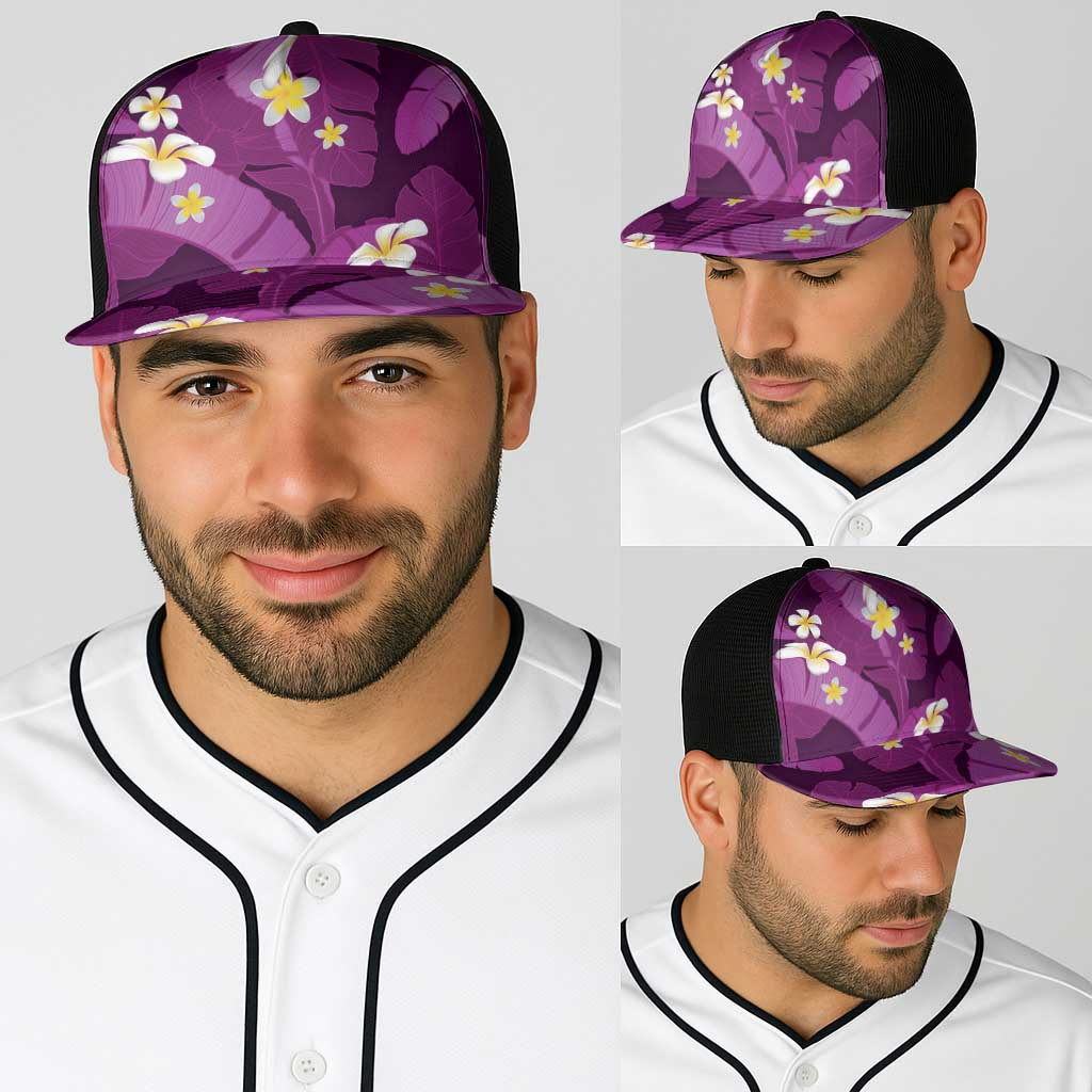 Purple Banana Leaf Hawaii Baseball Net Cap Lau Maia Plumeria Tropical Summer Vibes LT14 - Polynesian Pride