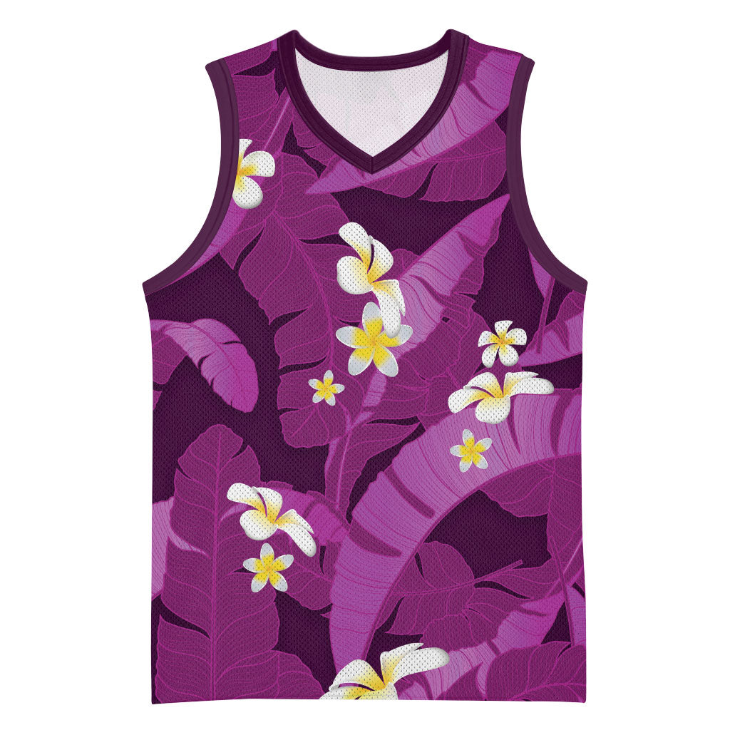 Purple Banana Leaf Hawaii Basketball Jersey Lau Maia Plumeria Tropical Summer Vibes LT14 Unisex Purple - Polynesian Pride