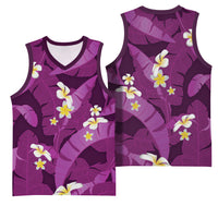 Purple Banana Leaf Hawaii Basketball Jersey Lau Maia Plumeria Tropical Summer Vibes LT14 - Polynesian Pride