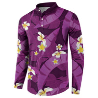 Purple Banana Leaf Hawaii Button Sweatshirt Lau Maia Plumeria Tropical Summer Vibes LT14 - Polynesian Pride