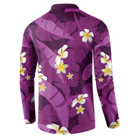 Purple Banana Leaf Hawaii Button Sweatshirt Lau Maia Plumeria Tropical Summer Vibes LT14 - Polynesian Pride